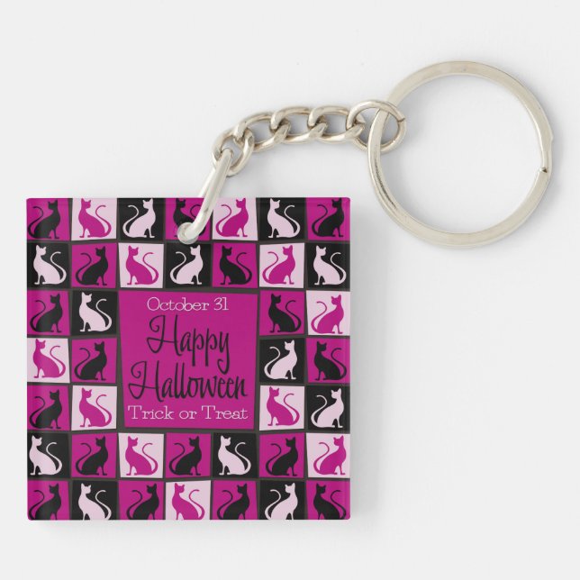 Porte-clés Mosaïque de chat d'Halloween (Dos)