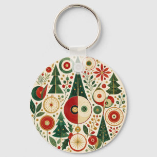 Porte-clés Mosaïque de Noël du milieu du siècle