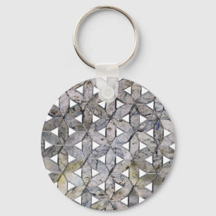 Porte-clés Mosaïque de pierre grise naturelle, fleur de vie