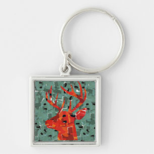 Porte-clés Mosaïque de silhouette de tête de cerf