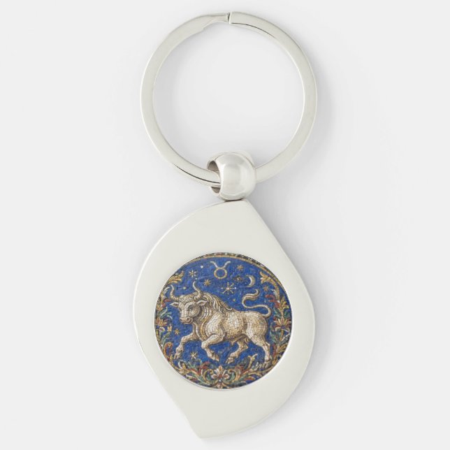 Porte-clés Mosaïque de style antique Zodiaque Taureau  (Devant)