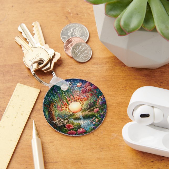 Porte-clés Mosaïque en verre tendu du parc enchanté (Bureau)