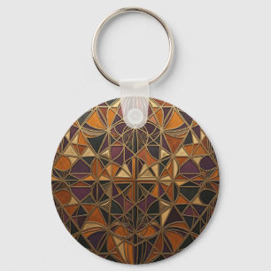 Porte-clés Mosaïque géométrique Art Déco en or luxueux