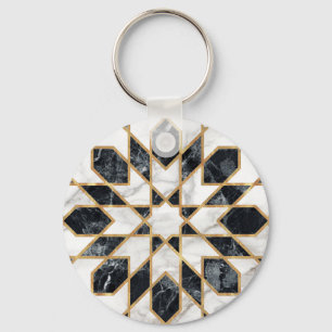 Porte-clés Mosaïque marocaine noire et Marbre blanc
