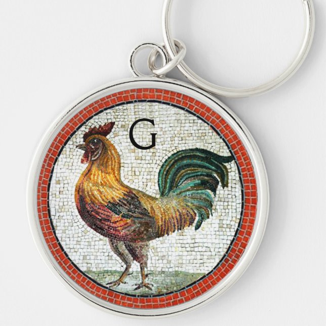 PORTE-CLÉS MOSAÏQUES ROMAINES ANTIQUES / MONOGRAMME DE COQ (Devant)