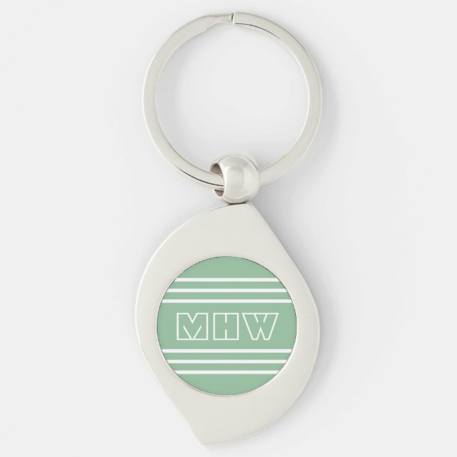 Porte-clés Moss Green Stripes porte - clé monogramme personna (Devant)