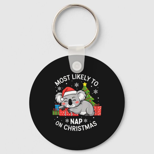 Porte-clés Most Likely To Nap On Christmas Funny Koala Xmas F (Recto)