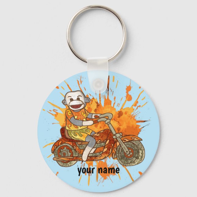 Porte-clés Motard Singe Chaussette  (Recto)