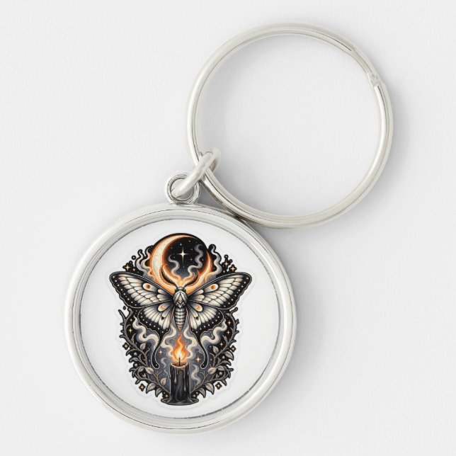 Porte-clés Moth & Bougie Gothique | Art Sorcière S (Devant)