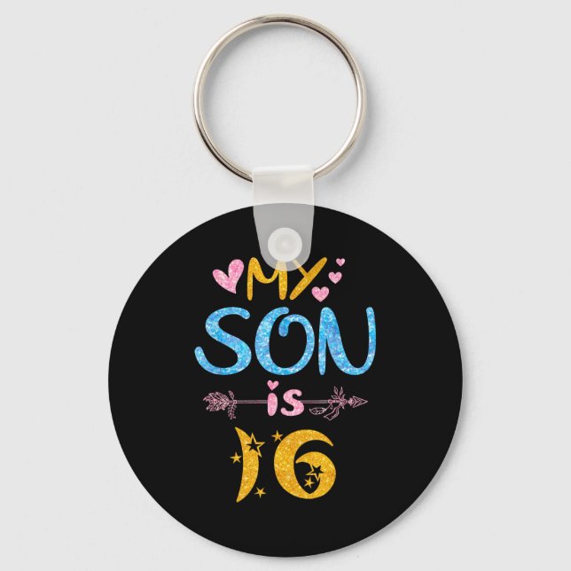 Porte-clés Mother father mom dad happy birthday son is 16 (Recto)