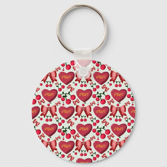 Porte-clés Mother's day cherry bow pattern gift  (Recto)