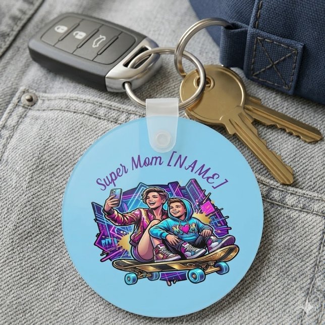 Porte-clés Mother's Day Gift Personalized Neon Mom Son Keyrin (Créateur téléchargé)