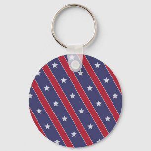 Porte-clés Motif à bandes bleues rouges étoiles