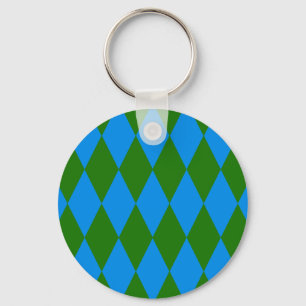 Porte-clés Motif à carreaux Harlequin bleu vert