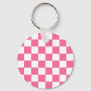 Porte-clés Motif À damiers chèque rose blanc