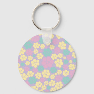 Porte-clés Motif à fleurs - rose, jaune, violet et vert
