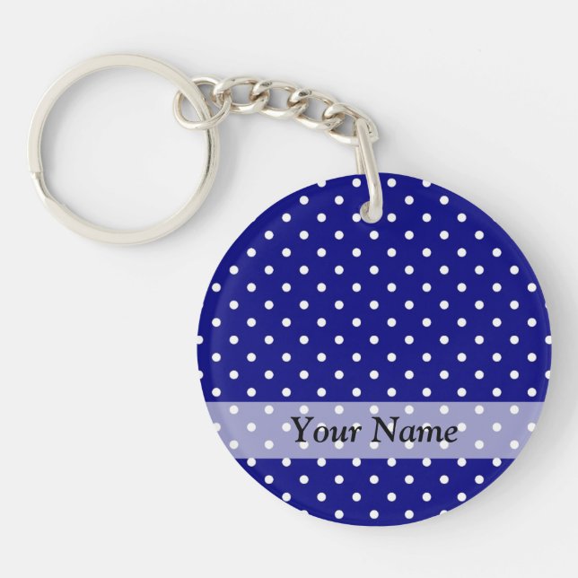 Porte-clés Motif à pois bleu marine (Devant)