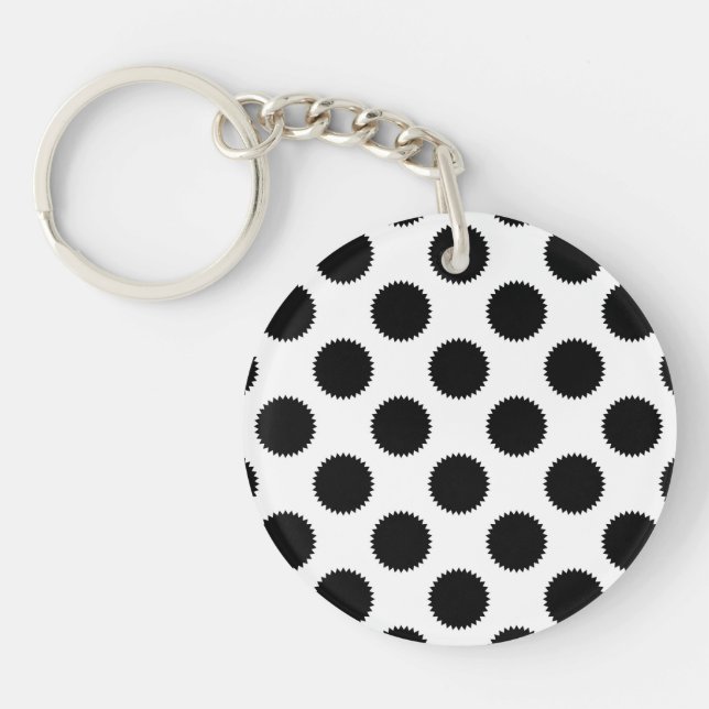 Porte-clés Motif à pois flou noir et blanc (Devant)