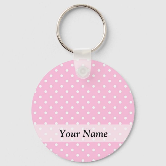 Porte-clés Motif à pois rose pastel (Recto)