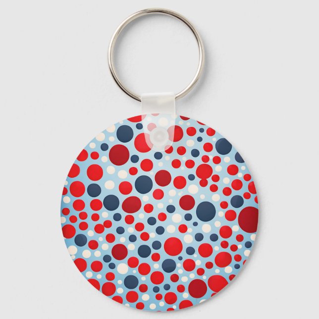 Porte-clés Motif à pois rouge bleu (Recto)