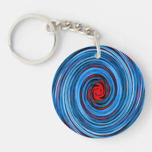 Porte-clés Motif Abstrait Blue Red Swirl