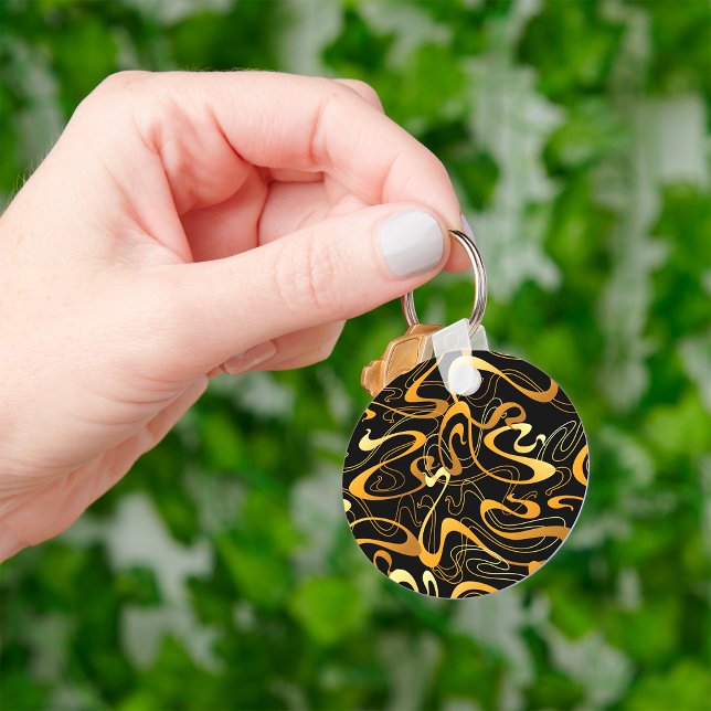 Porte-clés Motif Abstrait Doré en Tourbillon (Créateur téléchargé)