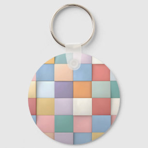 Porte-clés Motif Abstrait en carreaux Pastel