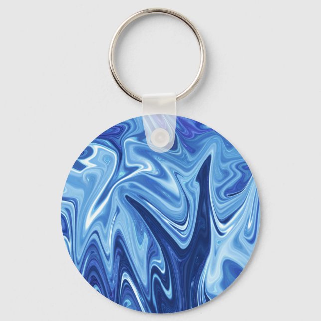 Porte-clés Motif abstrait liquide bleu (Recto)