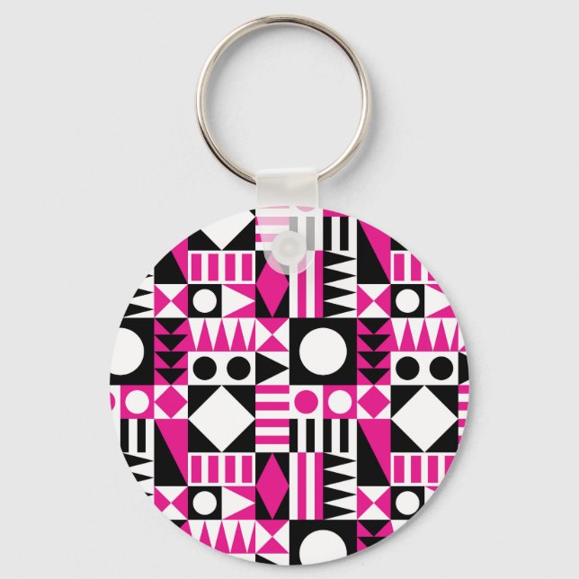 Porte-clés Motif abstrait moderne du milieu du siècle. (Recto)