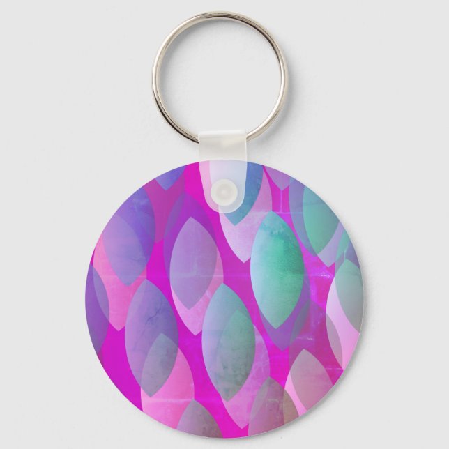 Porte-clés Motif Abstrait moderne | Magenta Purple Rose Turqu (Recto)