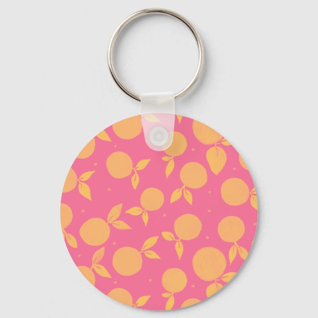 Porte-clés motif Abstrait tangerine rose et jaune (Recto)