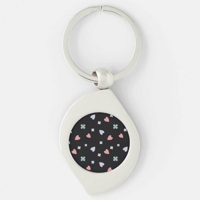 Porte-clés Motif Amour Chanceux Cœurs Trèfle Mignon (Devant)