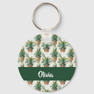 Porte-clés Motif ananas sur blanc
