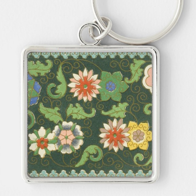 Porte-clés Motif antique cloisonné chinois : Vert Jade (Devant)
