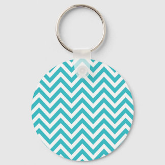 Porte-clés Motif Aqua et White Zigzag Chevron