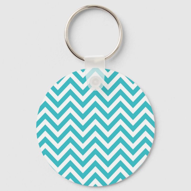 Porte-clés Motif Aqua et White Zigzag Chevron (Recto)