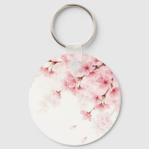 Porte-clés Motif aquarelle de fleurs de cerisier Sakura rose