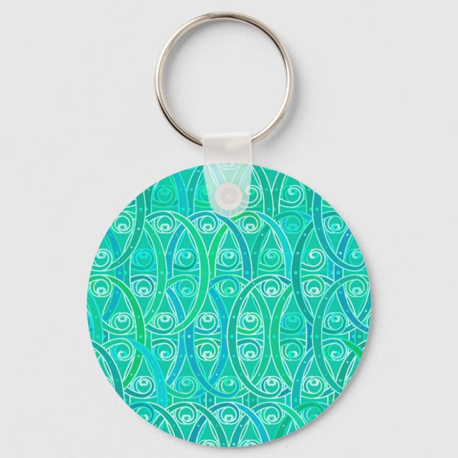 Porte-clés Motif arabesque - aqua et turquoise (Recto)
