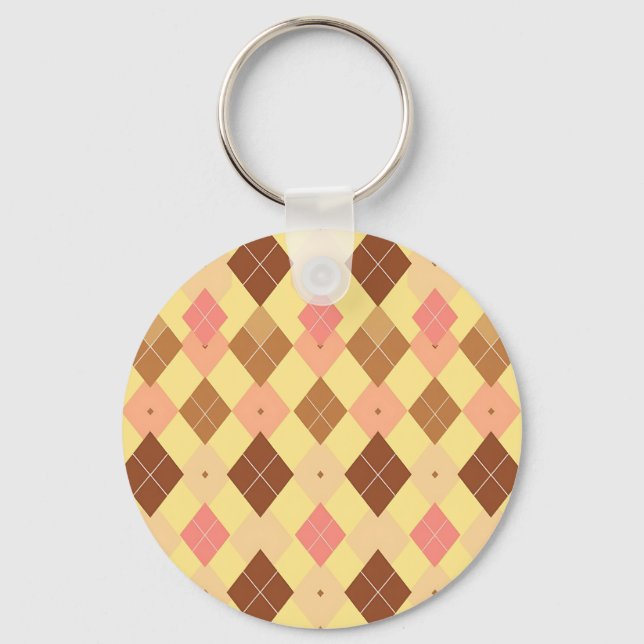 Porte-clés Motif Argyle Rose Brun Chaud (Recto)