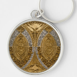 Porte-clés Motif Art Déco Argent et Or