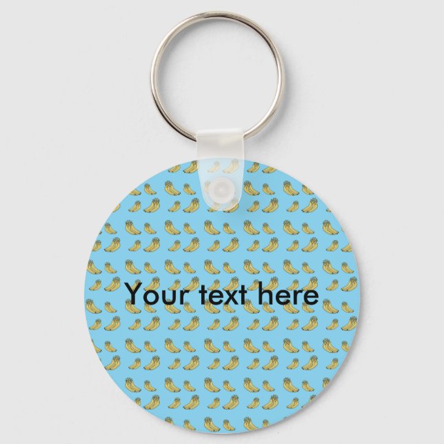 Porte-clés Motif banane sur arrière - plan bleu (Recto)