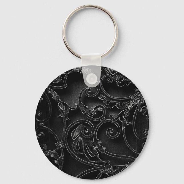 Porte-clés Motif baroque gothique noir (Recto)