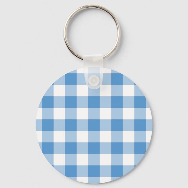 Porte-clés Motif bleu clair et blanc En vichy (Recto)