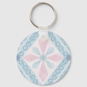 Porte-clés motif bleu en forme de diamant