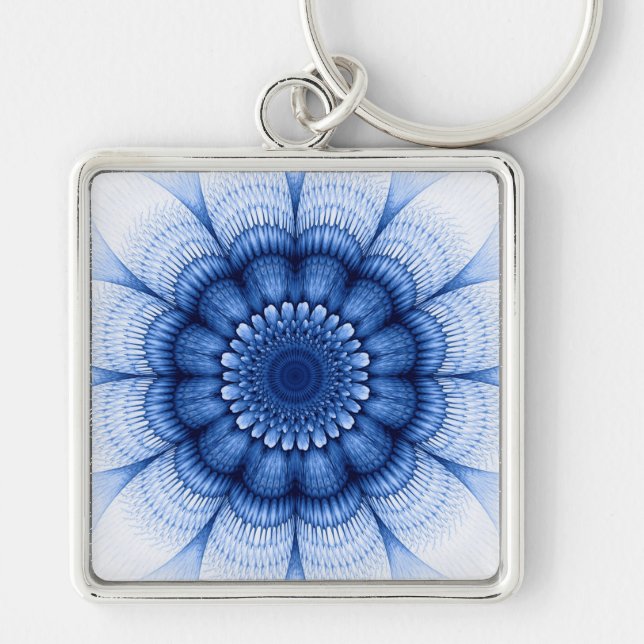 Porte-clés Motif bleu floral (Devant)