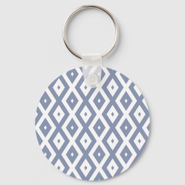 Porte-clés Motif bleu gris et blanc (Recto)