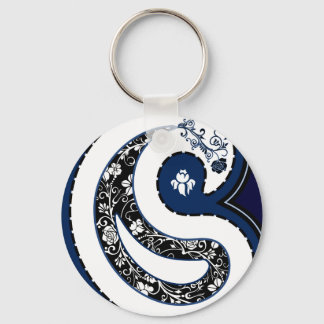 Porte-clés Motif bleu paisley rose orné