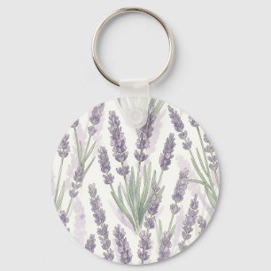 Porte-clés Motif botanique à l'aquarelle de brins de lavande