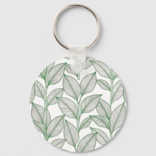 Porte-clés Motif botanique de feuille de laurier vert