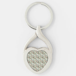 Porte-clés Motif botanique floral pastel vintage